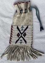 Lederen tabak- of geneesmiddelenzak met glasparelversiering