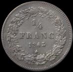 België. Leopold I. 1/4 Franc 1843 - zeer zeldzaam in deze, Postzegels en Munten