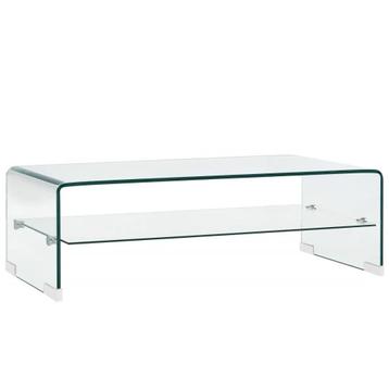 vidaXL Salontafel 98x45x31 cm gehard glas transparant, Verzenden