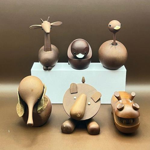 Senshukai  - Speelgoed meubels 6 Vintage wooden animals, Antiek en Kunst, Kunst | Designobjecten