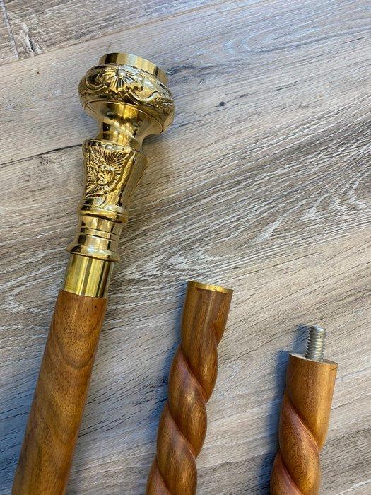 Wandelstok - Kompas zwaar messing handvat met rozenhout, Antiek en Kunst, Kunst | Designobjecten