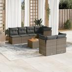 vidaXL 8-delige Loungeset met kussens poly rattan grijs, Verzenden, Nieuw, Loungeset