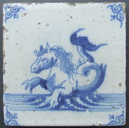 Carreau - Zeewezen en tant que Zeepaard - Rare. - 1650-1700, Antiek en Kunst, Antiek | Zilver en Goud