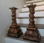 Kolom (2) - 18e eeuw - Paar houten kolommen - 58 cm