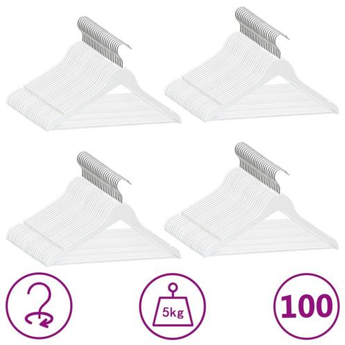 vidaXL 100-delige Kledinghangerset anti-slip hardhout wit, Huis en Inrichting, Kasten | Kleerkasten, Nieuw, Verzenden