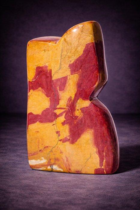 Natuurlijke jaspis vrijvormige sculptuur Rood op Geel, Antiquités & Art, Curiosités & Brocante