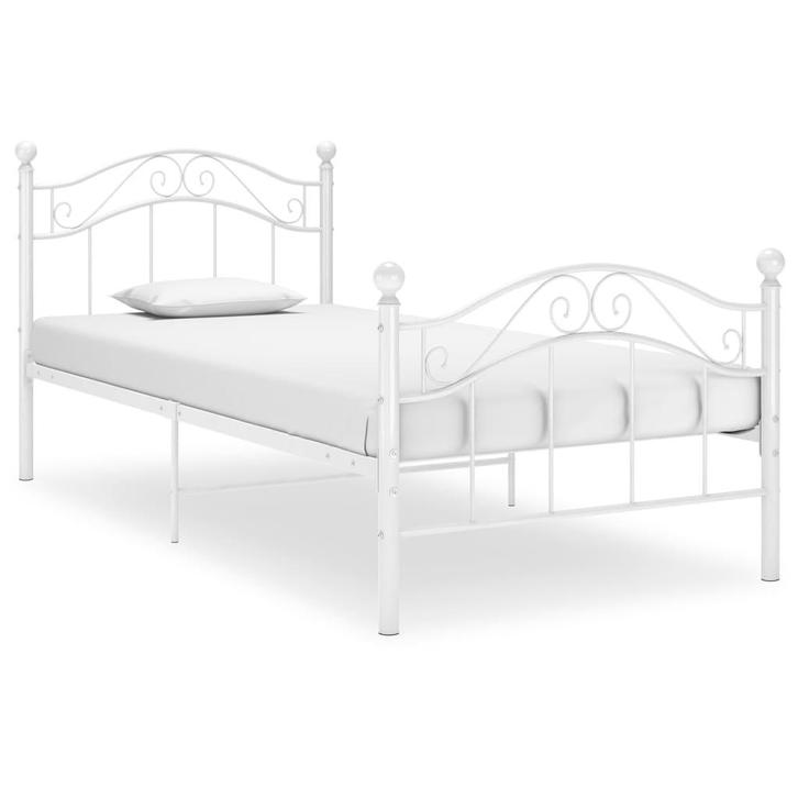 vidaXL Bedframe metaal wit 90x200 cm, Huis en Inrichting, Slaapkamer | Bedden, Nieuw, Verzenden