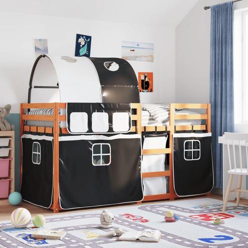 vidaXL Stapelbed met gordijnen 80x200 cm grenenhout wit en, Huis en Inrichting, Slaapkamer | Bedden, Nieuw, Verzenden