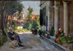 Lidio Ajmone (1884-1945) - In the garden of an Italian villa, Antiquités & Art, Art | Peinture | Classique