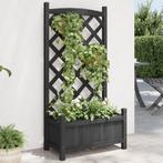 vidaXL Plantenbak met latwerk massief vurenhout zwart, Tuin en Terras, Verzenden, Nieuw