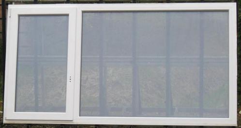 pvc raam , chassis , venster 224 x 119 wit / kwartsgrijs, Doe-het-zelf en Bouw, Raamkozijnen en Schuifdeuren, Inclusief glas, Zo goed als nieuw
