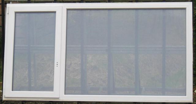 pvc raam , chassis , venster 224 x 119 wit / kwartsgrijs, Doe-het-zelf en Bouw, Raamkozijnen en Schuifdeuren, Inclusief glas, Zo goed als nieuw