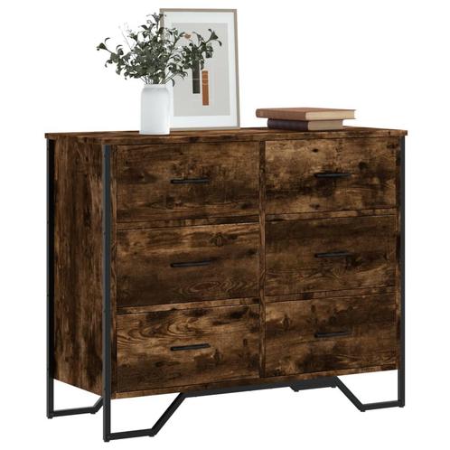 vidaXL Ladekast 91x35,5x74,5 cm bewerkt hout gerookt, Huis en Inrichting, Kasten | Overige, Nieuw, Verzenden