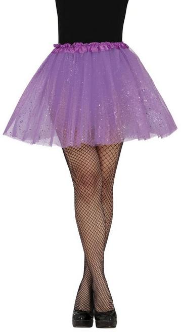 Paarse Tutu Dames Glitter 40cm, Verzenden