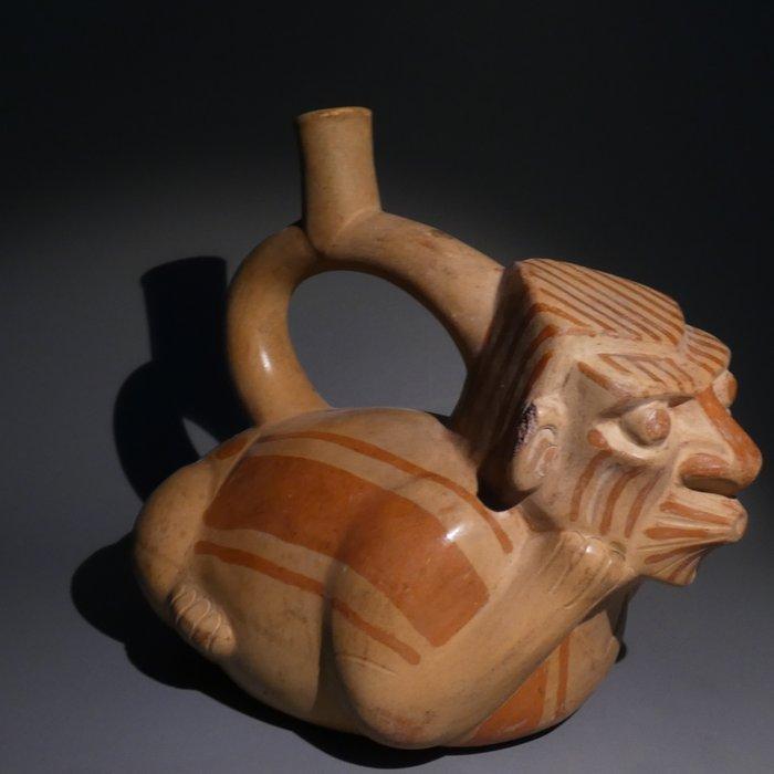 Moche, Peru Terracotta Fijne Huaco Figurenachtig. 20 cm, Verzamelen, Mineralen en Fossielen