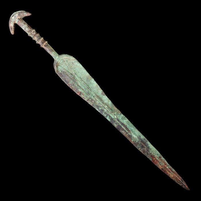 Vroege Griekse Bronzen zwaard met crescentenknop (Zonder, Antiek en Kunst, Antiek | Overige Antiek