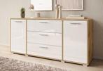 Meubella | Dressoir wit eiken 150x40x68 | Kast modern, Huis en Inrichting, Kasten | Dressoirs, Verzenden, Nieuw, 25 tot 50 cm