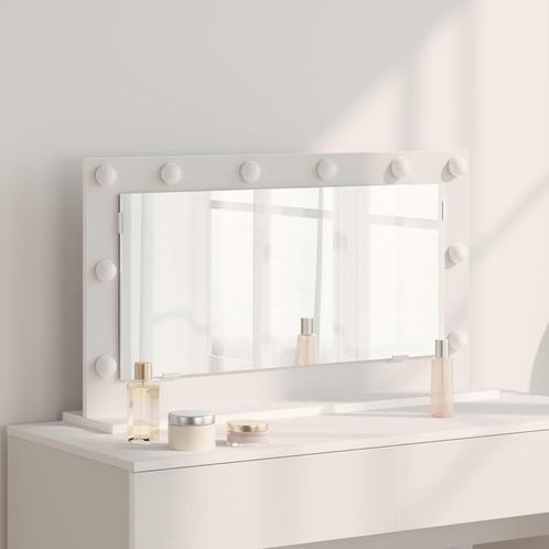 vidaXL Make-up Spiegel Wit 80 x 45 x 18 cm Bewerkt hout en, Huis en Inrichting, Woonaccessoires | Spiegels, Nieuw, Verzenden