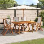 vidaXL 5-delige Tuinset massief acaciahout en textileen, Tuin en Terras, Verzenden, Nieuw, Tuinset