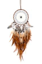 Dromenvanger Bruin Wit Dreamcatcher Veren Macramé Bohemian I, Hobby en Vrije tijd, Ophalen of Verzenden, Nieuw
