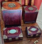 Sieradendoos (4) - hout, Jade, brons, Antiek en Kunst