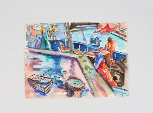 Freek van den Berg (1918-2000) - Schip, Antiek en Kunst, Kunst | Schilderijen | Modern