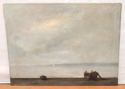 José Nogales Sevilla (1860-1939) - Vista de playa con, Antiek en Kunst, Kunst | Schilderijen | Klassiek