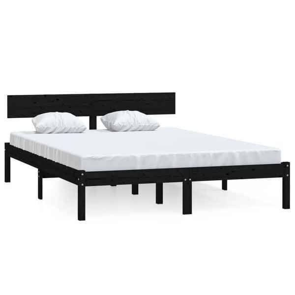 Bedframe grenenhout zwart 135x190 | Retour Deal 59%, Huis en Inrichting, Slaapkamer | Bedden, 140 cm, 190 cm of minder, Zwart