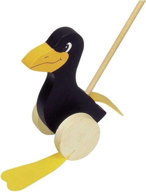 Goki Houten Duwfiguur Raaf (Baby & Peuterspeelgoed), Kinderen en Baby's, Speelgoed | Overig, Nieuw, Verzenden