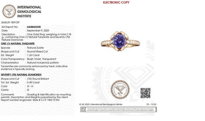 Verlovingsring - 14 karaat Roségoud - 1.75ct. tw. Tanzaniet, Handtassen en Accessoires, Antieke sieraden