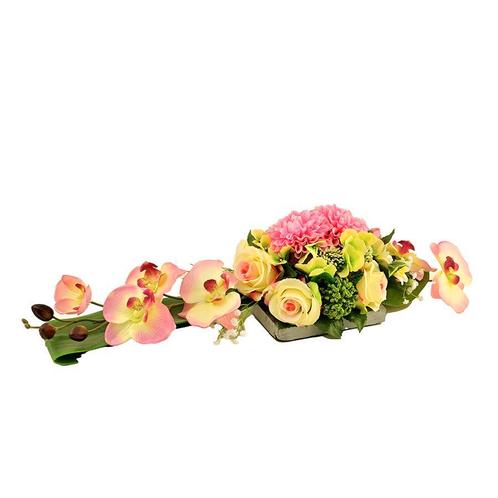 Kunstbloemstuk orchidee open rozen hydrangia dahlia vulling, Huis en Inrichting, Woonaccessoires | Kunstplanten en Kunstbloemen