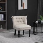 Fauteuil - Retro Comfort - Linnen Bekleding - Beige/Zwart, Ophalen of Verzenden, Nieuw, Stof, Modern