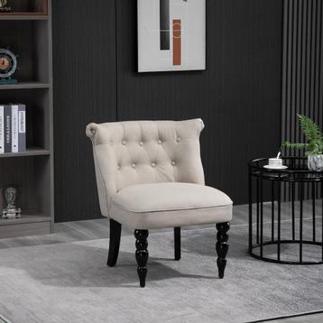 Fauteuil - Retro Comfort - Linnen Bekleding - Beige/Zwart, Overige kleuren, Nieuw, Ophalen of Verzenden, Modern