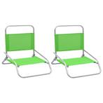 vidaXL Strandstoelen 2 st inklapbaar stof groen, Tuin en Terras, Tuinstoelen, Verzenden, Nieuw