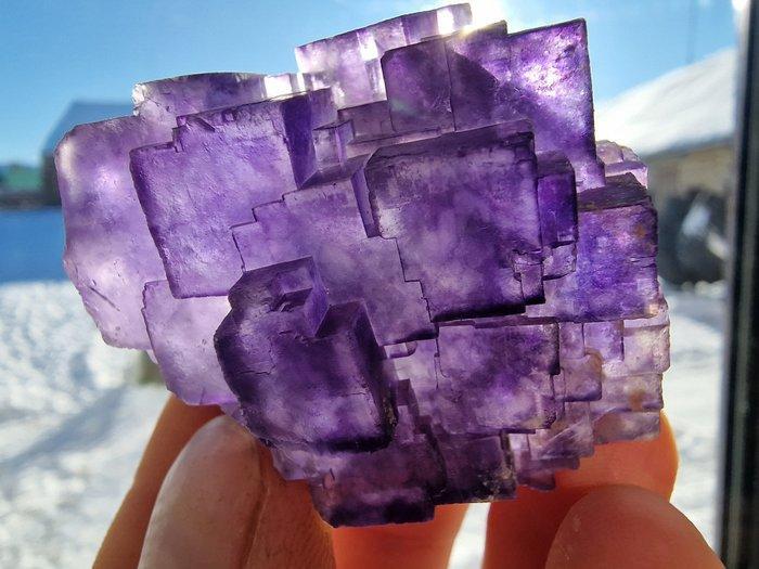 Fluoriet Topkleur - Hoogte: 54 mm - Breedte: 42 mm- 113 g -, Verzamelen, Mineralen en Fossielen