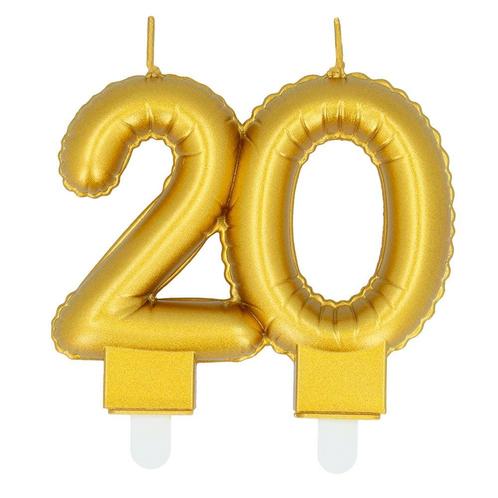Gouden Kaars 20 Jaar 8cm, Hobby en Vrije tijd, Feestartikelen, Nieuw, Verzenden