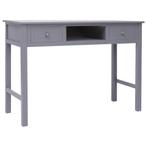 vidaXL Bureau 108x45x76 cm massief paulowniahout grijs, Huis en Inrichting, Bureaus, Verzenden, Nieuw