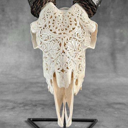 SANS PRIX DE RÉSERVE - Crâne de chèvre blanc sculpté à la, Antiek en Kunst, Kunst | Designobjecten