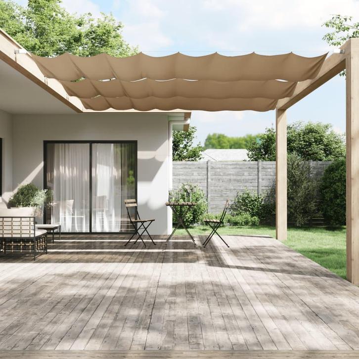 vidaXL Luifel verticaal 140x420 cm oxford stof taupe, Tuin en Terras, Parasols, Nieuw, Verzenden