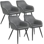 tectake Stoel Marilyn, fluweeloptiek, gestikt - grijs / zwar, Huis en Inrichting, Stoelen, Verzenden, Nieuw