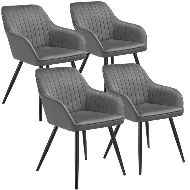 tectake Stoel Marilyn, fluweeloptiek, gestikt - grijs / zwar, Huis en Inrichting, Stoelen, Verzenden