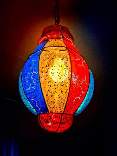 Lamp - Glas, Metaal - Kleurrijke Venetiaanse stijl, Antiek en Kunst, Curiosa en Brocante