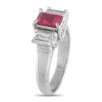 Ring Platina, Platina 0,83 ct diamant- en robijnenring -, Handtassen en Accessoires, Ringen, Nieuw