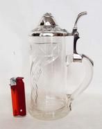 WMF - Chope de bière - Verre poli à la main et métal argenté