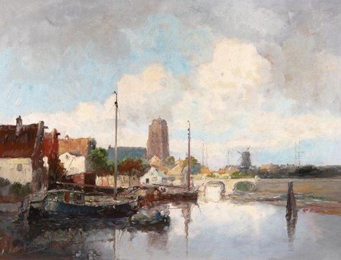 Anton Kattenbeld (1891-1956) - De Haven van Dordrecht, Antiquités & Art, Art | Peinture | Classique