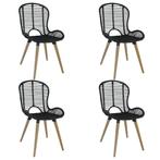 vidaXL Eetkamerstoelen 4 st natuurlijk rattan zwart, Verzenden, Nieuw