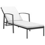 Zwarte Rattan Ligzetel met Kussen - Tweede Kansje! OP=OP, Tuin en Terras, Verzenden, Nieuw, Rotan, Verstelbaar