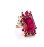 Zonder minimumprijs - Ring - 9 kt. Roségoud, Zilver Robijn -, Nieuw