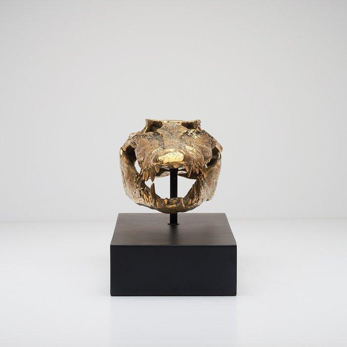 Sculpture, Saltwater Crocodile Skull fashioned in bronze, on, Antiek en Kunst, Kunst | Designobjecten