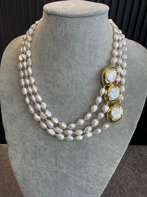 Perle - perles deau douce - Collier ras du cou - Doré, Verzamelen, Mineralen en Fossielen